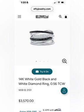 Effy 14K White Gold Black & White Diamond Multi-Row Ring
